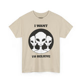 Unisex I Want To Believe Alien T Shirt Vintage UFO Graphic Tee Extraterrestrial Space Themed Sci Fi Paranormal Conspiracy Inspired Streetwear Top