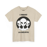 Unisex I Want To Believe Alien T Shirt Vintage UFO Graphic Tee Extraterrestrial Space Themed Sci Fi Paranormal Conspiracy Inspired Streetwear Top