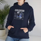 Civilization Eye Of Memory Graphic Unisex Heavy Blend Hooded Sweatshirt Futuristic Visionary Streetwear Abstract Blue Eye Gothic Hoodie