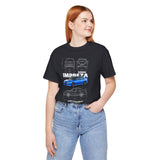 Blue Rally Inspired Performance Sedan Artwork Unisex Heavy Cotton Tee High Speed Streetwear Graphic Shirt For Car Enthusiasts And Automotive Art Lovers