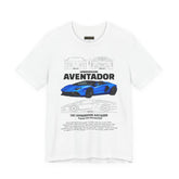 Aventador Blue Hypercar Blueprint Unisex Heavy Cotton Tee High Performance Streetwear Design for Car Enthusiasts Racers and Speed Lovers
