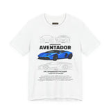 Aventador Blue Hypercar Blueprint Unisex Heavy Cotton Tee High Performance Streetwear Design for Car Enthusiasts Racers and Speed Lovers