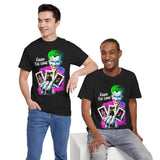 Joker Enjoy The Game Unisex Heavy Cotton Tee Bold Gothic Streetwear Art Design Dark Psychological Theme Shirt for Risk Takers, Creators, and Hustlers