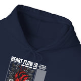 Heart Flower Graphic Hoodie Comfortable Unisex Heavy Blend Sweatshirt Bold Red and Black Floral Heart Design Streetwear Symbol of Love Strength and Vitality Perfect Gift for Friends Birthdays Cozy Days and Casual Wear