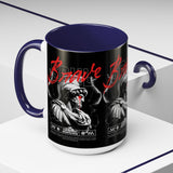 Brave Soul Warrior Accent Coffee Mug 11oz 15oz Black Ceramic Two Tone Cup Bold Statue Design with Red Script Gift for Coffee Lovers