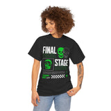 Final Stage Unisex Heavy Cotton Tee Graphic Black T Shirt Skull Neon Green Streetwear Futuristic Cyberpunk Bold Artistic Fashion Outfit