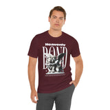 Heavenly Bond Unisex Jersey Short Sleeve Tee Graphic Black T Shirt Angel And Lion Statue Artistic Spiritual Streetwear Bold Futuristic Fashion Outfit