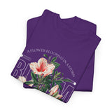 Bloom Stronger Floral Graphic Black Unisex Heavy Cotton T Shirt Motivational Nature Inspired Aesthetic Streetwear Fashion Outfit