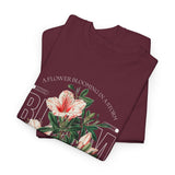 Bloom Stronger Floral Graphic Black Unisex Heavy Cotton T Shirt Motivational Nature Inspired Aesthetic Streetwear Fashion Outfit