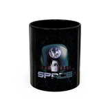 Space Galaxy Accent Coffee Mug 11oz 15oz Astronaut Spacecraft Earth Black Two Tone Ceramic Cup Gift for Space Lovers
