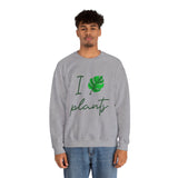I Love Plants Crewneck Sweatshirt Unisex Heavy Blend Botanical Leaf Eco Friendly Gardening Nature Lover Sustainable Green Living Gift Pullover