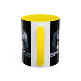 Space Galaxy Accent Coffee Mug 11oz 15oz Astronaut Spacecraft Earth Black Two Tone Ceramic Cup Gift for Space Lovers