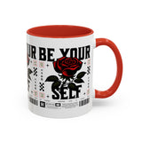 Be Your Self Rose Coffee Mug Bold Floral Motivational Design Ceramic Accent Mug Perfect for Morning Coffee Tea Hot Drinks Self Love Empowerment Gift for Friends Birthdays Cozy Moments
