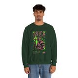 Ruler of the Sea Poseidon Unisex Heavy Blend Crewneck Sweatshirt Greek Mythology Statue Graphic Gothic Streetwear Bold Artistic Pullover
