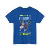 The Charmer Unisex Heavy Cotton Tee Futuristic Butterfly Graphic Streetwear Neon Cyber Aesthetic Artistic Fashion Statement T Shirt