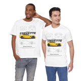 Yellow High Performance Sports Coupe Blueprint Art Unisex Heavy Cotton Tee Premium Streetwear For Car Enthusiasts Gearheads And Collectors