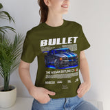 Bullet Blue Street Racing Artwork Unisex Heavy Cotton Tee High Performance Inspired Graphic Shirt For Car Lovers And Urban Streetwear Fans
