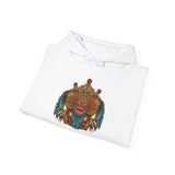 Balinese Barong Mask Unisex Hoodie Heavy Blend Pullover Sweatshirt Tribal Cultural Warrior Spirit Inspired Mythical Festival Graphic Streetwear