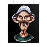 Grumpy Street Legend Poster Bold Comic Art Print Expressive Urban Character Artwork Vibrant Caricature Design Perfect for Bedroom, Studio, or Office Wall Décor Gift for Art Lovers and Street Culture Fans