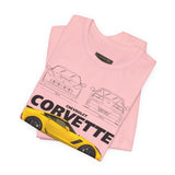 Yellow High Performance Sports Coupe Blueprint Art Unisex Heavy Cotton Tee Premium Streetwear For Car Enthusiasts Gearheads And Collectors
