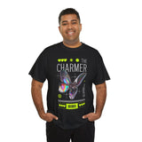 The Charmer Unisex Heavy Cotton Tee Futuristic Butterfly Graphic Streetwear Neon Cyber Aesthetic Artistic Fashion Statement T Shirt