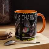 The Charmer Butterfly Accent Coffee Mug 11oz 15oz Black Two Tone Ceramic Cup Aesthetic Iridescent Butterfly Design Gift for Coffee Lovers
