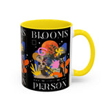 Blooms Person Accent Coffee Mug 11oz 15oz Abstract Floral Head Artistic Colorful Modern Creative Design Black White Ceramic Tea Cup Streetwear Inspired Artistic Fashion Drinkware