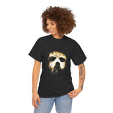 The Silent Mask Unisex Heavy Cotton Tee Horror Streetwear Mysterious Dark Graphic Halloween T-Shirt for Fearless Souls and Gothic Aesthetic Lovers