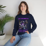 Unisex Heavy Blend Crewneck Sweatshirt Butterfly Holographic Graphic Pullover Black Streetwear Where Elegance Takes Flight Trendy Aesthetic Fashion Outfit