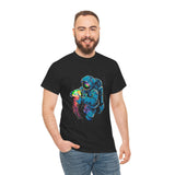 Galactic Dream Astronaut Neon Art Unisex Heavy Cotton Tee Bold Cosmic Streetwear Graphic T Shirt Vibrant Space Design Comfortable Classic Fit Everyday Wear Perfect Gift for Sci Fi Lovers and Creative Minds