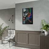 Joker Split Insanity Glossy Poster Bold Gothic Wall Art Dark Psychological Design Fiery Abstract Expression Print for Collectors, Creators, and Visionary Spaces