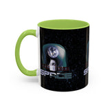 Space Galaxy Accent Coffee Mug 11oz 15oz Astronaut Spacecraft Earth Black Two Tone Ceramic Cup Gift for Space Lovers