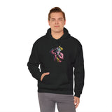 Snapshot of Madness Unisex Heavy Blend Hooded Sweatshirt Dark Comic Art Streetwear Design Bold Neon Graphic Hoodie Soft Fleece Comfort Wearable Art for Artists Dreamers and Creative Minds