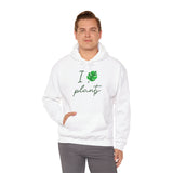 I Love Plants Hoodie Unisex Heavy Blend Sweatshirt Eco Friendly Botanical Leaf Design Gardening Nature Lover Sustainable Green Living Gift Pullover
