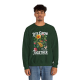 Lets Grow Together Floral Graphic Comfortable Unisex Crewneck Sweatshirt Motivational Streetwear Bold Botanical Empowerment Design Perfect Gift for Couples Friends Birthdays Cozy Days and Everyday...
