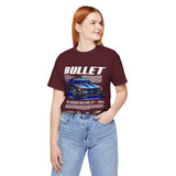 Bullet Blue Street Racing Artwork Unisex Heavy Cotton Tee High Performance Inspired Graphic Shirt For Car Lovers And Urban Streetwear Fans