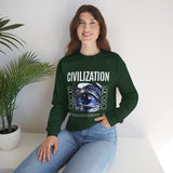 Civilization Eye Of Memory Graphic Unisex Heavy Blend Crewneck Sweatshirt Futuristic Visionary Streetwear Abstract Blue Eye Pullover