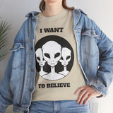 Unisex I Want To Believe Alien T Shirt Vintage UFO Graphic Tee Extraterrestrial Space Themed Sci Fi Paranormal Conspiracy Inspired Streetwear Top