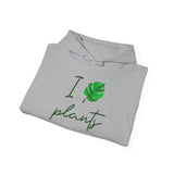 I Love Plants Hoodie Unisex Heavy Blend Sweatshirt Eco Friendly Botanical Leaf Design Gardening Nature Lover Sustainable Green Living Gift Pullover