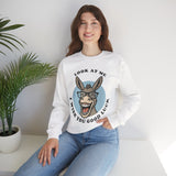 Look At Me I Wish You Good Luck Funny Donkey Unisex Sweatshirt Hilarious Cartoon Graphic Pullover Positive Vibes Humor Design Cozy Casual Wear Gift Idea