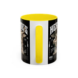 Hermes Accent Coffee Mug 11oz 15oz Black Ceramic Mythology Cup with Greek God Winged Statue Design for History Lovers and Art Enthusiasts