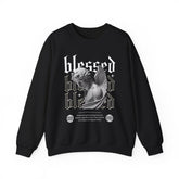 Blessed Angel Statue Graphic Unisex Heavy Blend Crewneck Sweatshirt Gothic Streetwear Aesthetic Spiritual Bold Artistic Pullover