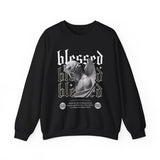 Blessed Angel Statue Graphic Unisex Heavy Blend Crewneck Sweatshirt Gothic Streetwear Aesthetic Spiritual Bold Artistic Pullover
