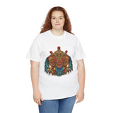 Unisex Balinese Barong Mask Graphic T Shirt Mythical Cultural Warrior Spirit Inspired Tee Tribal Festival Art Streetwear Heavy Cotton Top