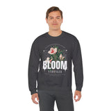 Bloom Stronger Floral Graphic Crewneck Comfortable Unisex Sweatshirt Motivational Streetwear Inspirational Empowerment Design for Self Growth Resilience Perfect Gift for Friends Birthdays Cozy Days Casual Wear