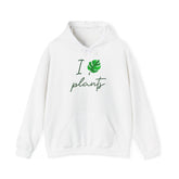 I Love Plants Hoodie Unisex Heavy Blend Sweatshirt Eco Friendly Botanical Leaf Design Gardening Nature Lover Sustainable Green Living Gift Pullover