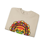 Unisex Kathakali Crewneck Sweatshirt Heavy Blend Pullover Kerala Traditional Dance Art Graphic Indian Culture Onam Festival Malayalam Heritage Design