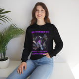 Butterfly Holographic Unisex Heavy Blend Crewneck Sweatshirt Graphic Pullover Black Streetwear Where Elegance Takes Flight Trendy Aesthetic Fashion Outfit