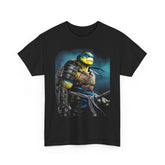 Urban Warrior Samurai Unisex Heavy Cotton Tee Fierce Armored Fighter Design Blue Warrior Energy Bold Strength Streetwear For Courageous Hustlers And Urban Legends