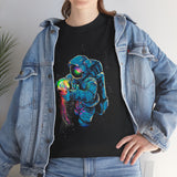 Galactic Dream Astronaut Neon Art Unisex Heavy Cotton Tee Bold Cosmic Streetwear Graphic T Shirt Vibrant Space Design Comfortable Classic Fit Everyday Wear Perfect Gift for Sci Fi Lovers and Creative Minds